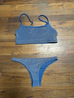 Aerie Shimmer Straight Scoop Neck Top (L)  Cheeky Bottoms (M) Bathing Suit 2024